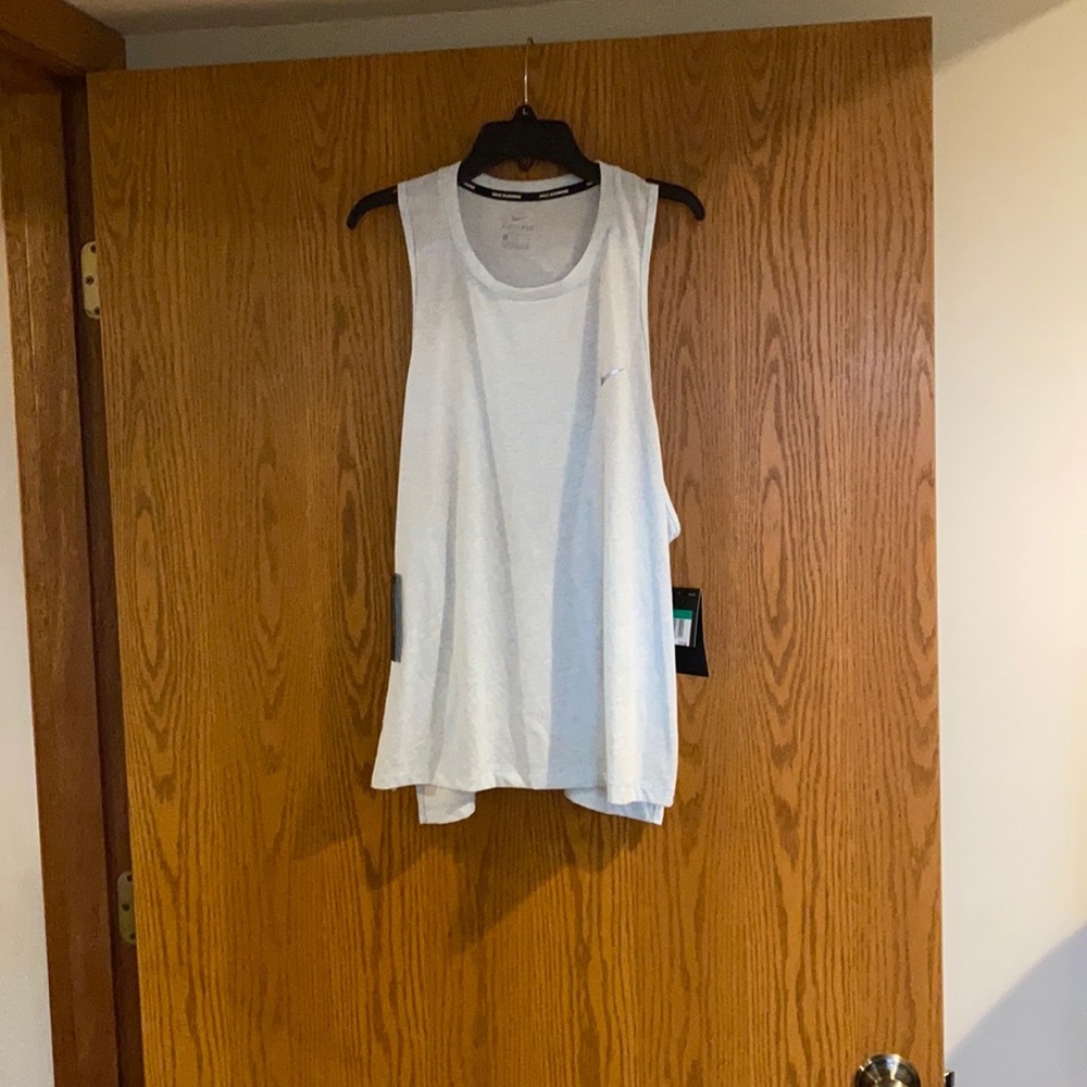 NWT Nike dry fit standard size muted light blue racer black workout top